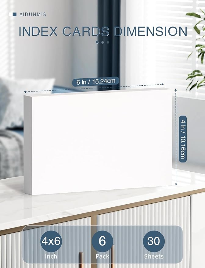 Index Cards 4x6 Blank, 300 PCS Note Cards 4x6 Bulk, Heavy Flashcards Blank Index Cards White, 4 x 6 Note Cards Unlined for Studying/Notes Taking, Blank Flash Cards, 10 Pack of 30 Sheets