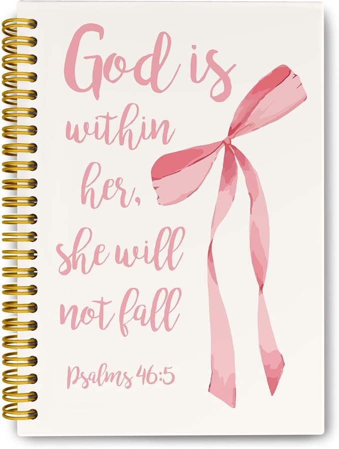 Cute Pink Bow Christian Blank Spiral Notebook Hardcover Sketchbook