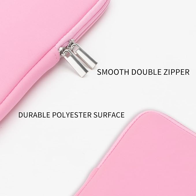 RAINYEAR 15.6 Inch Laptop Sleeve Protective Case Soft Carrying Zipper Bag Cover Compatible with 15.6" Notebook Computer Ultrabook Chromebook (Pink)