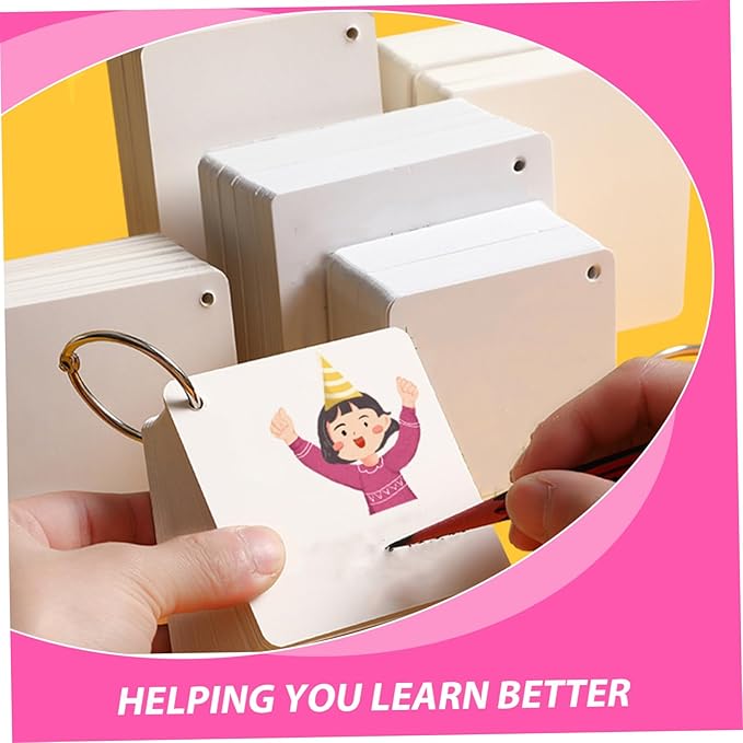 STOBOK Blank Flash Cards with Binder Rings Pre-hole Punched Notecards for Studying Note-taking and Daily Planning and Lightweight Multipurpose Notecards
