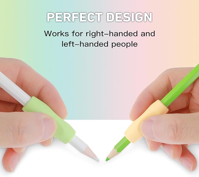 32Pcs Pencil Finger Grips for Kids Handwriting, Ergonomic Silicone Pencil Grippers, Writing Tool with Finger Cushion, 4 Colors Gel Pen Grips with 3 Concaves for Kids, and Toddlers