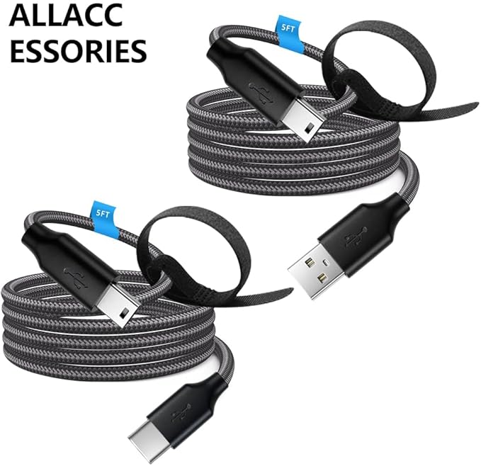 2 Pack USB & USB C Braided Charger for TI 84 Plus CE, Data Cable for Texas Instruments Calculators TI-84 Plus CE/C Silver, TI 89 Titanium, TI Nspire CX/TI Nspire CX CAS -5ft