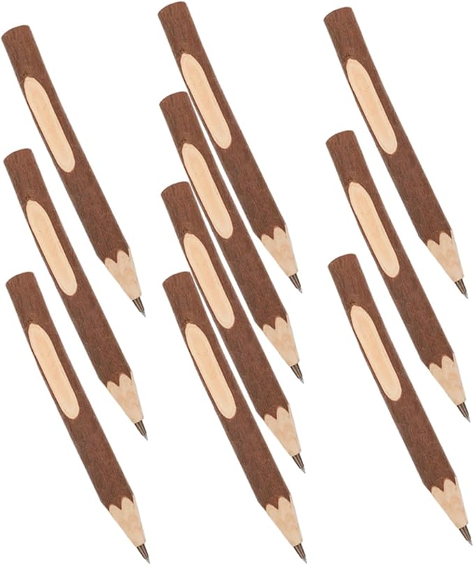 FUOYLOO 10pcs Natural Wooden Ballpoint Pens 13cm Biodegradable Tree Bark Design Portable Writing Supplies for Office and School Use