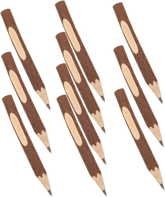 FUOYLOO 10pcs Natural Wooden Ballpoint Pens 13cm Biodegradable Tree Bark Design Portable Writing Supplies for Office and School Use