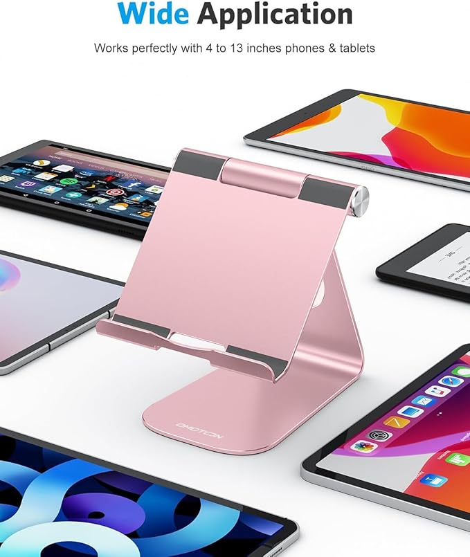 OMOTON Tablet Stand Holder Adjustable, T1 Desktop Aluminum Tablet Dock Cradle Compatible with iPad Air/Mini, iPad 10.2/9.7, iPad Pro 11/12.9, Samsung Tab and More, Rose Gold