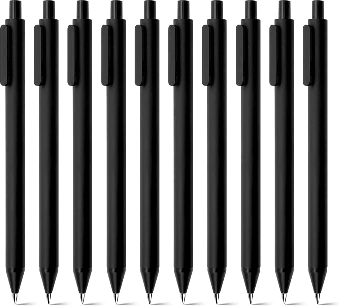 Kaco PURE Gel Pens Black Ink 0.7mm Medium Point 10 Pieces Set Quick Drying | Aesthetic School Office Supplies Retractable Pens Low Center of Gravity