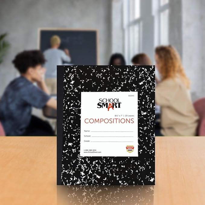 School Smart Flexible Cover Ruled Composition Book, 8-1/2 x 7 Inches, 40 Pages