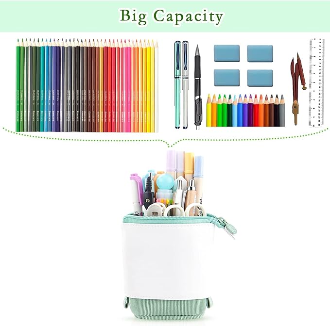 Oyachic Stand up Pencil Case Standing Pencil Holder Transformer Pencil Pouch Telescopic Pen Bag Cute Makeup Bag Cosmetic Organizer Bag Box for Women