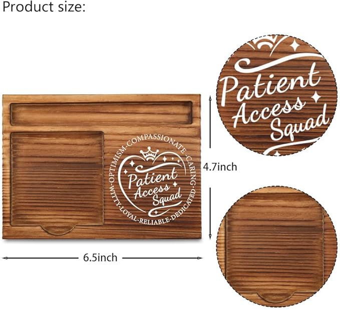 Office Desk Organizer for Patient Access Teams & Healthcare Professionals - Natural Wood with Slots for Sticky Notes, Pens, and Small Office Supplies – Stylish & Practical Workspace Solution,WSH5