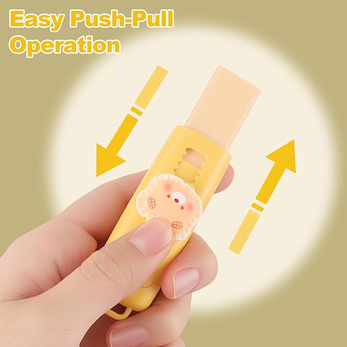 BESARME 12 PCS Retractable Eraser, Cute Erasers Classroom Prizes Fun erasers for School Office Birthday Party Favors Goodie Bag Stuffers End of The Year Gifts for Students