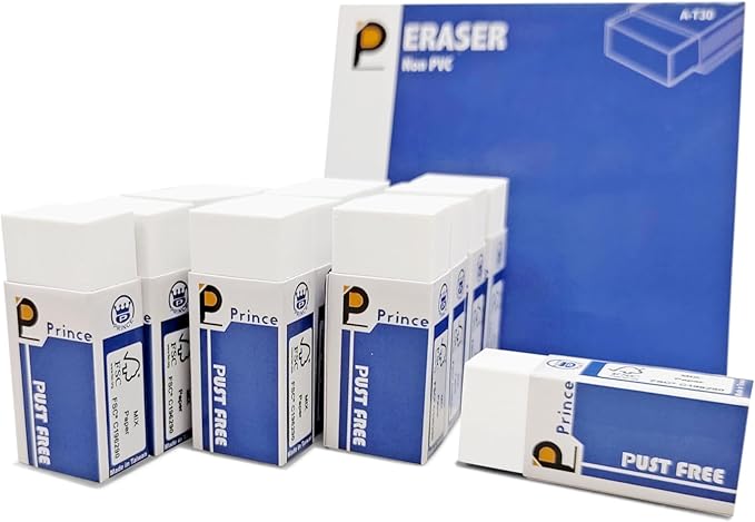 Prince 20 Pack Small Erasers, Eco-Friendly TPE Non-PVC Smudge-Free Erasers, Soft & Clean Erasing for Exams, Test Sheets, Homework, Drawing & Daily School Use
