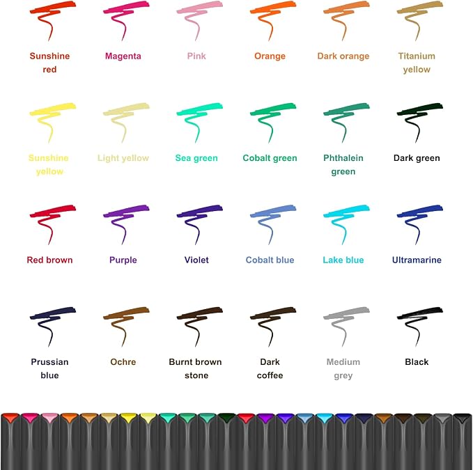 Sipa 24 Colored Fineliner Pens for Journaling, 0.38mm Fine Point Tip