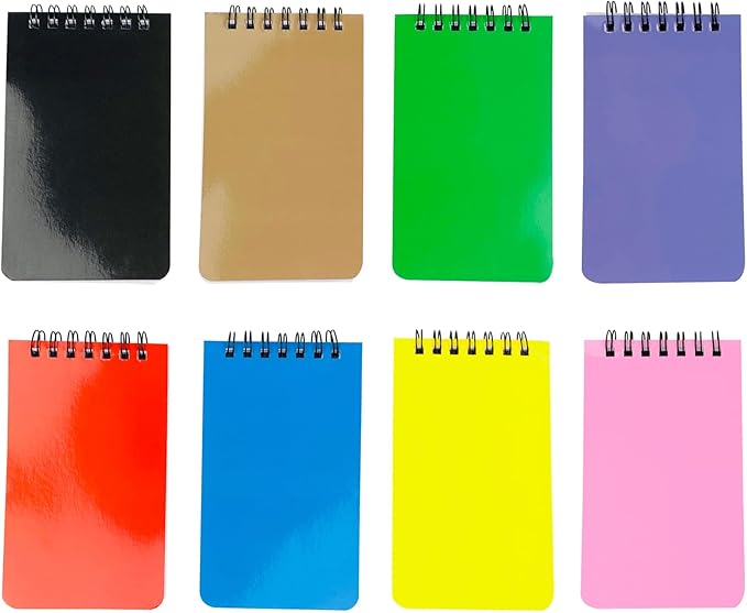 KTOJOY 8 Pack Pocket Notebook Small 3x5 Spiral Notepads With Lined Pages, Small Top Spiral Notebook Little Mini Memo Steno Note Pads for Outdoor Home Office College School