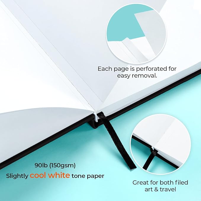 Ohuhu Double-Sided Marker Pad Art Sketchbook Bleedproof - 6.3"x6.3" Small Square Paper Size - 90 lb/150 gsm Smooth Drawing Paper - 60 Sheets/120 Pages - Hardcover Sketching Book for Alcohol Markers