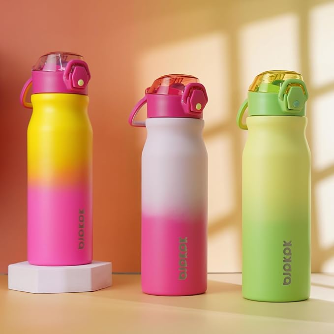 BJPKPK Insulated Water Bottle 25oz Stainless Steel Water Bottles with Straw and Carry Handle Double Wall Metal Thermal Flask