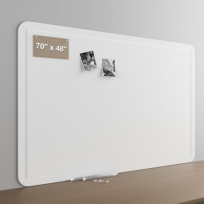 Felt Bulletin Board for Wall 72" x 48" Unfolded Size, Large Frameless Felt Pin Board, Soft Cork Board Alternative for Office, Home Planning, Notes, Photos & Wall Decor, Foldable Shipping, Easy Install