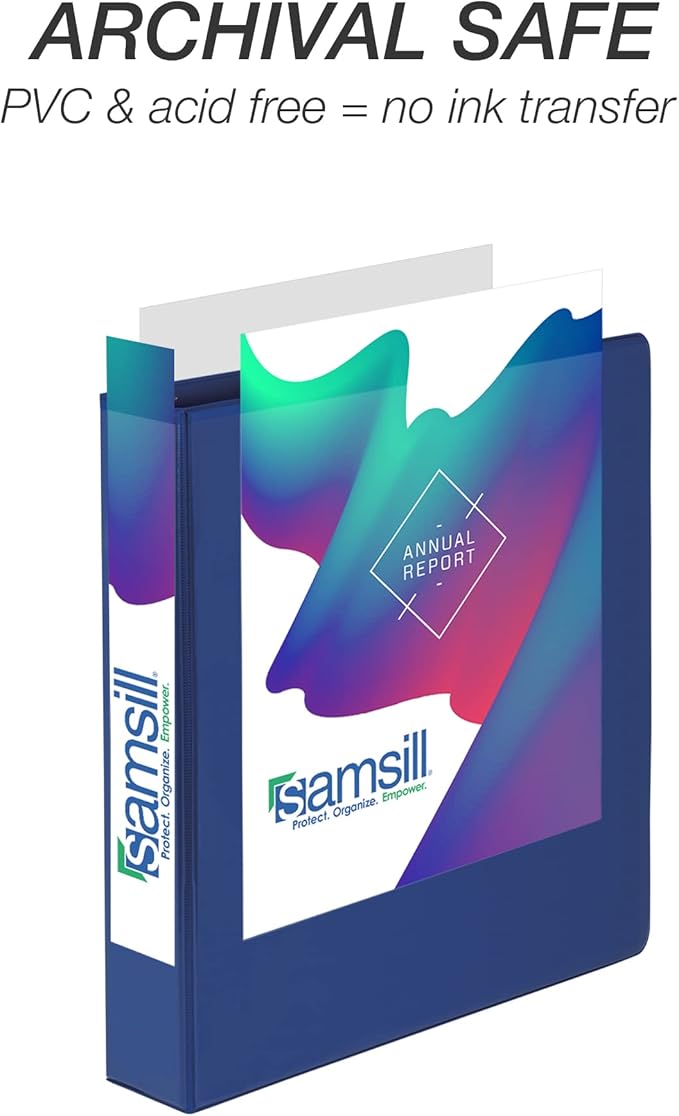 Samsill Durable 2 inch 3 Ring Binder, D Ring Binder, 100% Recycled Chipboard, Basic Assortment, 4 Pack