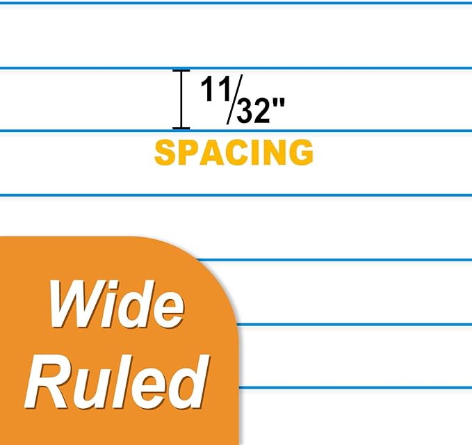 SUNEE Loose Leaf Paper, 450 Sheets, 3 Pack Wide Ruled Paper, 8 x 10-1/2 Inch Filler Paper, 3 Hole Punch Binder Paper, Loose Leaf Notebook Paper, 150 Sheets/Pack