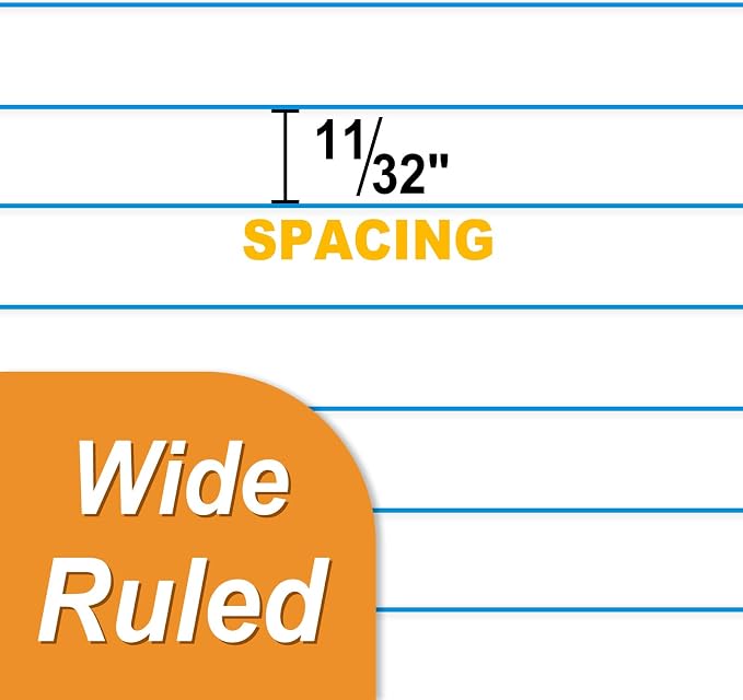 SUNEE Loose Leaf Paper, 900 Sheets, 6 Pack Wide Ruled Paper, 8 x 10-1/2 Inch Filler Paper, 3 Hole Punch Binder Paper, Loose Leaf Notebook Paper, 150 Sheets/Pack