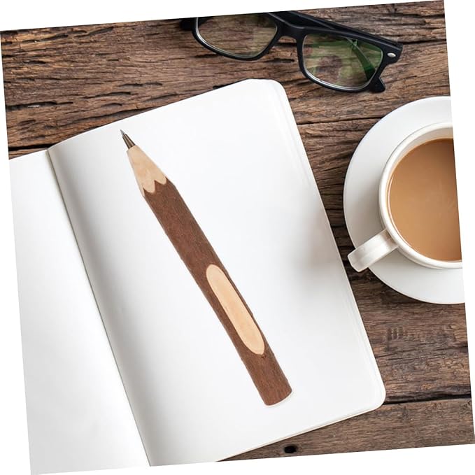 COHEALI Wood Ballpoint Pens 10pcs 17cm Tree Bark Small Writing Pens Portable Comfortable Grip Natural Biodegradable Office School Supplies