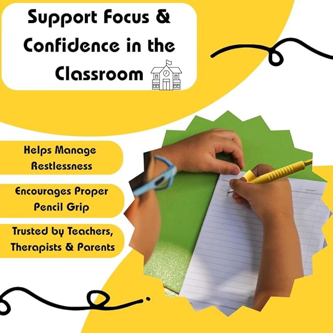 Write Right Learning Pencil Sleeves – Soft Textured Silicone Grip for Handwriting Support and Silent Fidgeting – Sensory-Friendly Tool for Students, Teachers, Therapists, and All Ages – 4 Pack