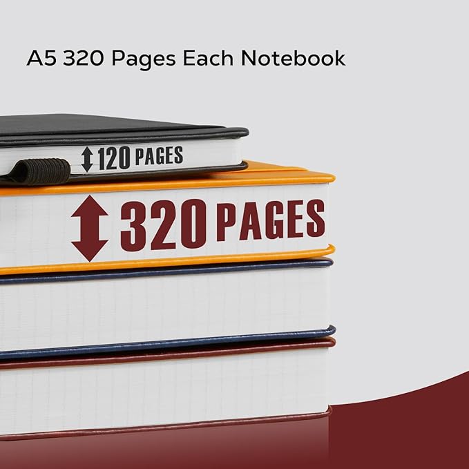 FOCUS DAY Lined Thick Journal Notebook for Writing Women Men, 320 Pages, Medium 5.7 inches x 8.4 inches, Hardcover Leather Notebook with 100 gsm Thick Paper, Burgundy