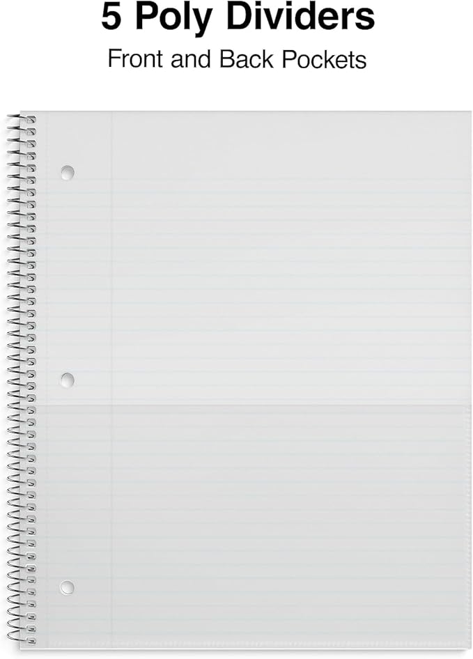 TRU RED 5‑Subject Notebook, 8.5” x 11”, College Ruled, Black