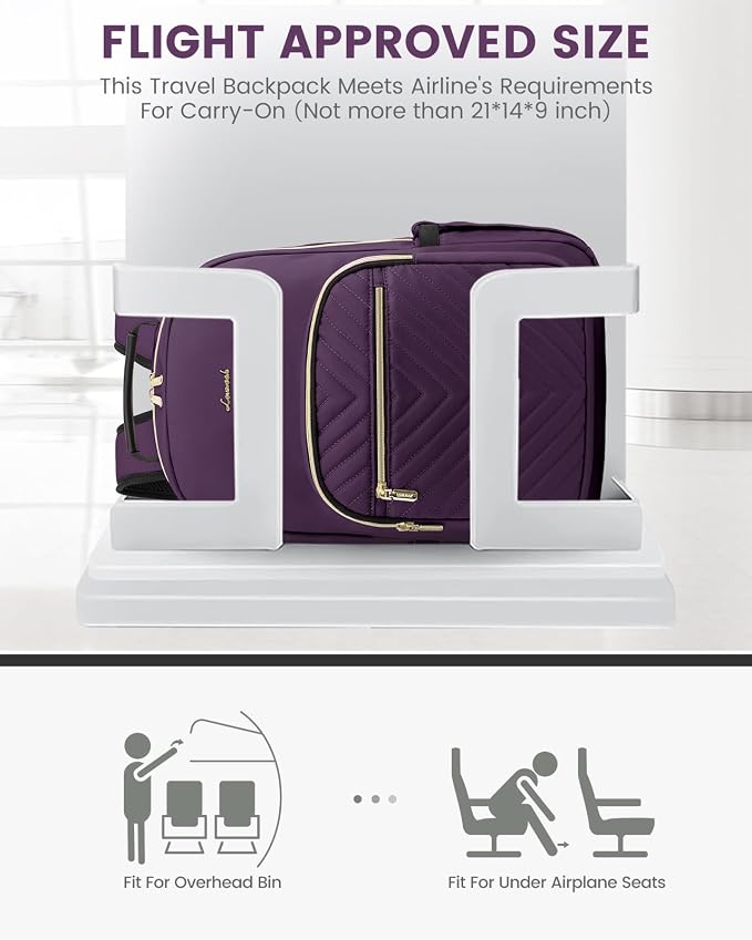 LOVEVOOK Laptop Backpack for Women, Travel Computer Work Bags with 17-inch Laptop Compartment, College School Student Bag Teen Backpacks For Girls, Outdoor Carry On Backpack Purse, Deep Plum