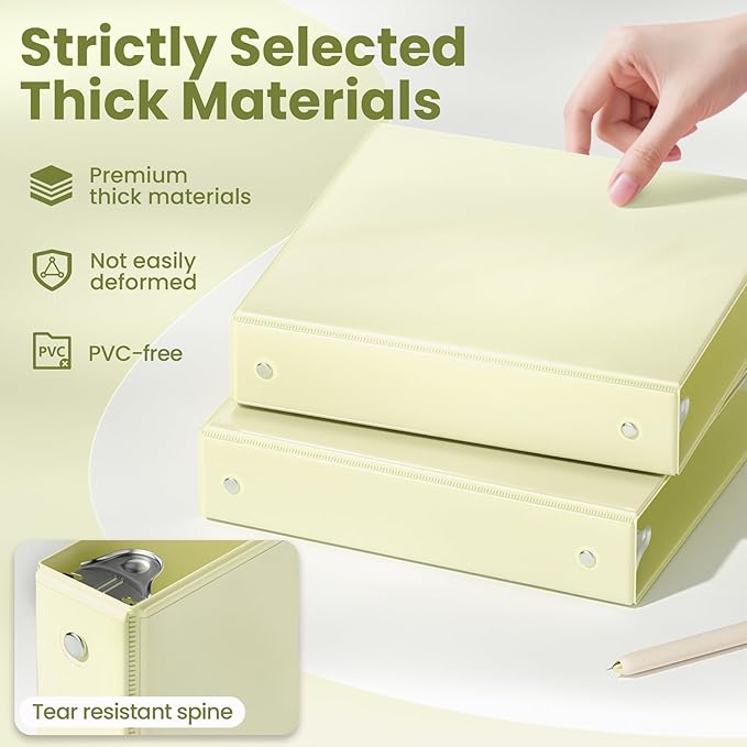SUNEE 3 Ring Binder 1.5 Inch 2 Pack, Clear View Binder Three Ring PVC-Free (Fit 8.5x11 Inches) for School or Office Supplies, Yellow