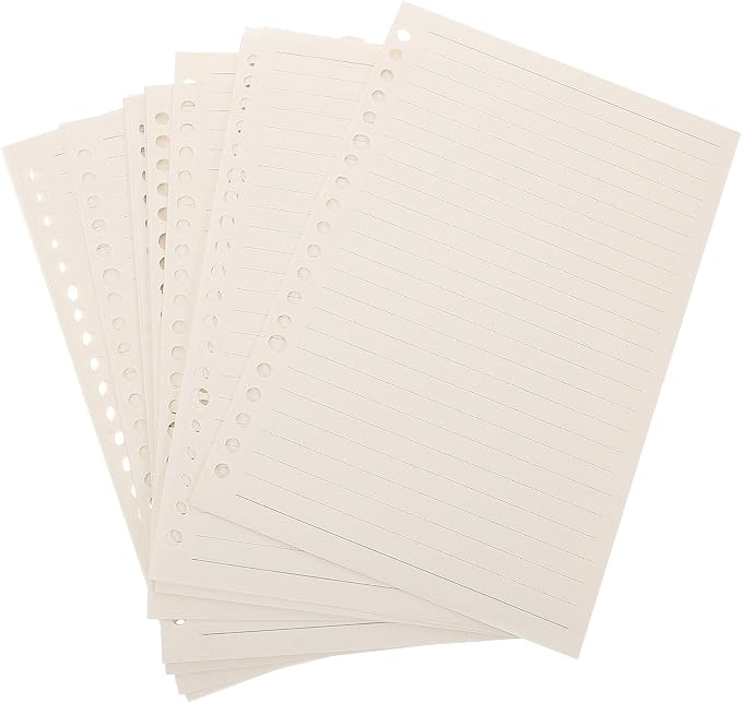 TIDTALEO Loose Leaf Paper Refills A5 Lined Notebook Paper 60 Sheets Reinforced 20-hole Binder Inserts for Travel Journals and Refillable Planners