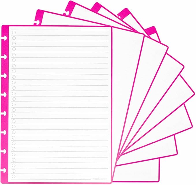MODUBOOQ - 16 magenta to-do list reusable discbound duratech3 pages - inserts with to do lists for smart notebook - A5