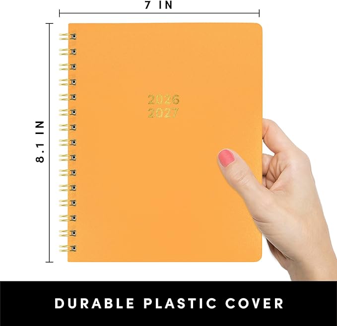 PAPERAGE Academic Planner, Weekly & Monthly Planner & Calendar, 12-Months, July 2026 - June 2027, (7" x 8"), School & Student Planning Agenda with Tabs, Bonus Pages & Inner Pocket, Marigold
