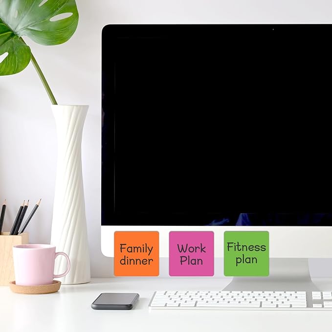 18 Packs, 4" x 4" Dry Erase Reusable Magnetic Sticky Notes, Magnets Labels, Widely Use to Post Notes for Whiteboard, Fridge, Locker, Cabinet, Door - Office & Classroom Supplies
