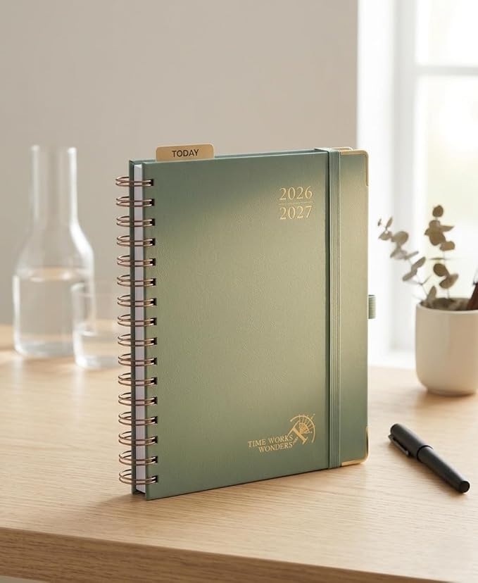 POPRUN 2026-2027 Monthly Planner, 18 Month Calendar (July 2026-Dec 2027), 6.25" x 8.5" A5 Spiral Hardcover Organizer with Dotted Note Pages, Professional Appointment Book for Business Office, Students & Teachers - Midnight Green