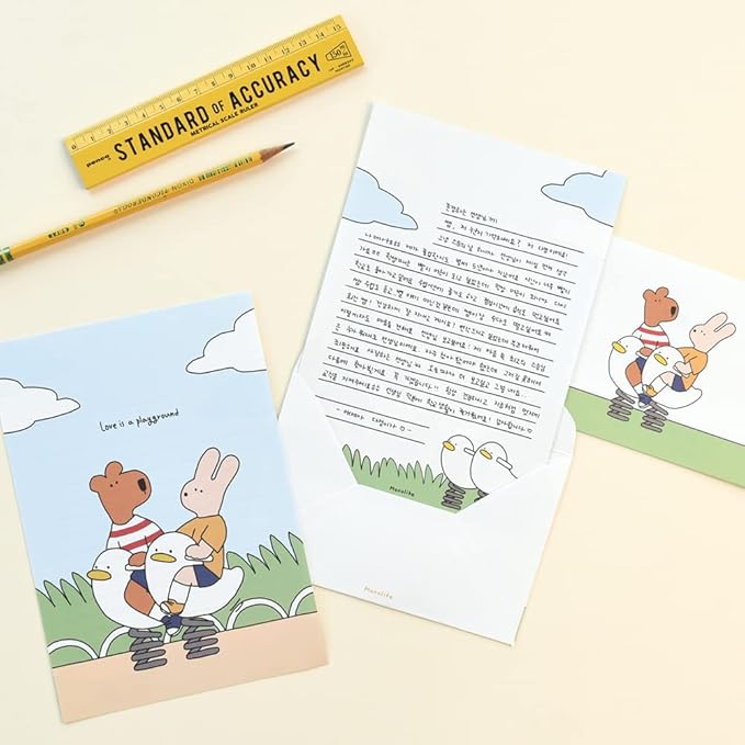 Monolike Happy and Lucky Ver.2 Letter Paper and Envelopes Set - 8Type, 32 Letter Paper + 16 Envelopes