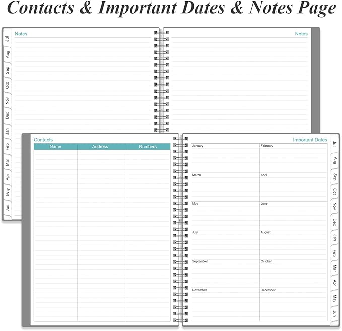 2026-2027 Planner - Planner 2026-2027 from July 2026 to June 2027 with 12 Monthly Tabs, Flexible Cover, Inner Pocket, 8.5" x 11", Grey-B