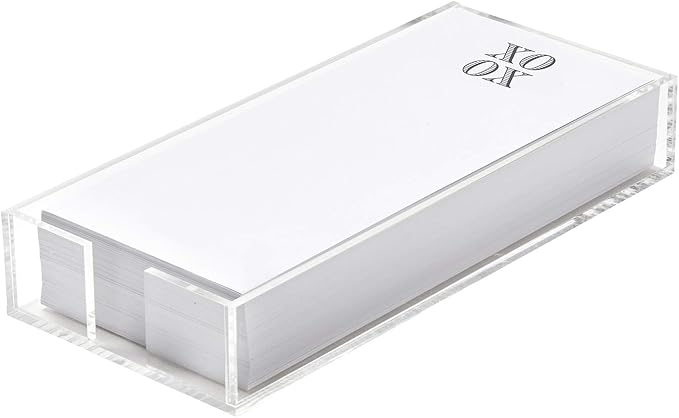Santa Barbara Design Rectangular Acrylic Notepaper Holder with 125 Sheets Heavyweight Paper, 10" x 4.5", XOXO