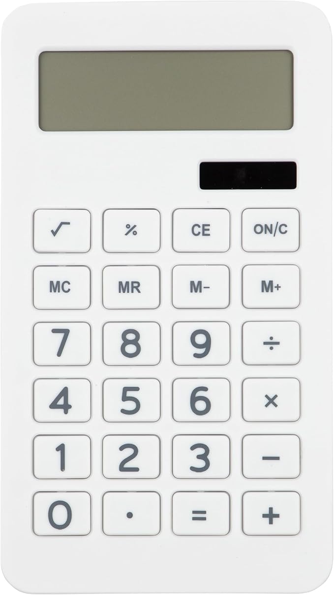 JAM PAPER Desktop Calculator - 10 Digit LCD Display - 3 3/4 x 6 3/4 Inches - White - Bulk 10/Pack