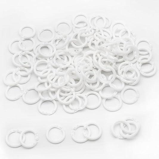 120 Pcs 1/2 Inch Plastic Binder Rings, Loose Leaf Binder Book Rings, Black Index Card Rings Binder Clip Rings for Flash Cards, Key Rings, Index Cards, Paper (15mm, White)