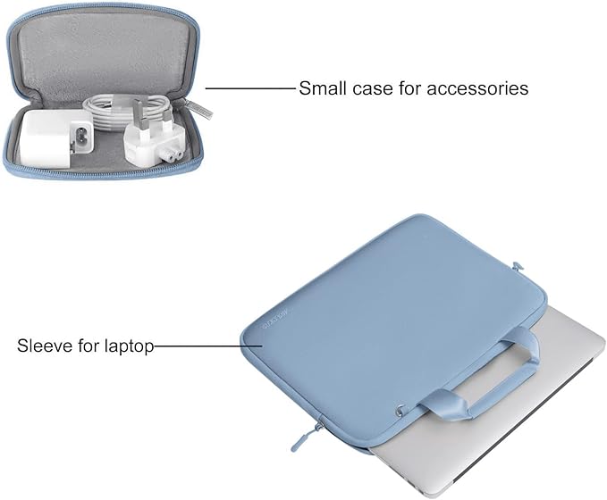 MOSISO Laptop Case 13.3 inch, 13-13.3 inch Laptop Sleeve Bag Compatible with MacBook Air/Pro 13 / Pro 14, HP Dell ASUS, Neoprene Carrying Computer Bag with Handle&Detachable Small Case, Pastel Blue