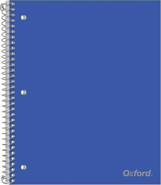 Oxford 1-Subject Poly Notebook, 8.5 x 11 inches, 3-Hole Punch, College Rule, 100 Sheets Per Journal, Durable Poly Storage Pocket, Colors May Vary (10590) (Pack of 12)
