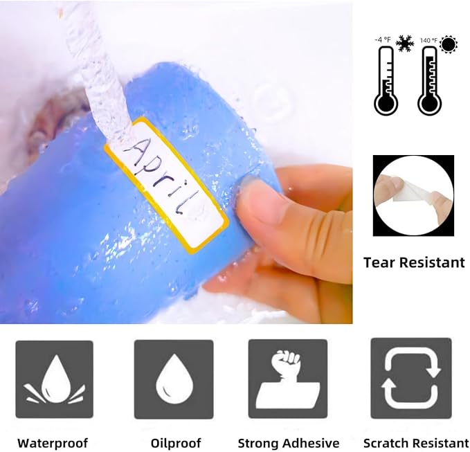 Waterproof Removable Name Labels, Colored Border Daycare Bottles Label 360, Self-Laminating Write-on Label Colorful Name Tags for Office, School Supplies, Home Storage Containers, Jars | Color Label Stickers Easy to Write-On for School Supplies, Office...