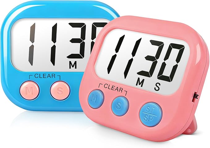2 Pack Classroom Timers for Teachers Kids Large Magnetic Digital Timer Blue Pink