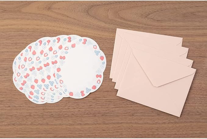 Midori 86491006 Letter Set 491 Typographic Edition, Die Cut, Strawberry Pattern