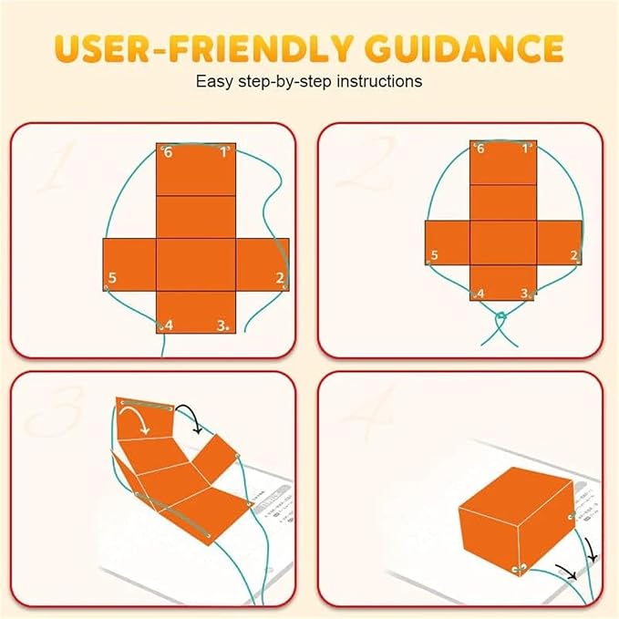 Pull String 3D Geometry Learning Book - Fun Volume & Surface Area Formula Teaching Tool with Braided Rope Design (9-Model Version)