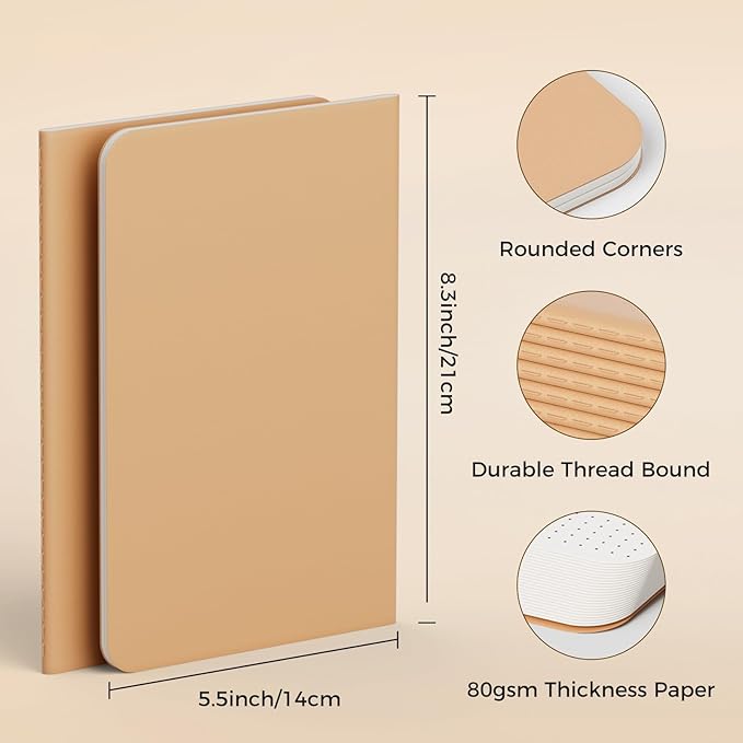 12 Pack Dot Grid Notebook Journals Bulk with Thick Dotted Grid Paper, 60 Pages, 8.3x5.5 inch, A5 Size, Diary Writing Subject Notebooks Planner for Travelers Students Office, Travel Journal Set