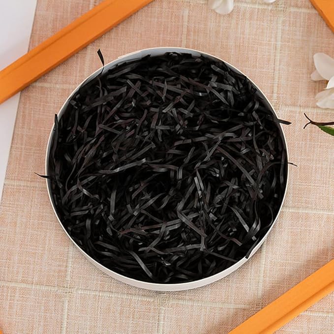 Black Crinkle Cut Paper Shreds, 100g Shredded Paper for Gift Box, Basket Filling & Decorating