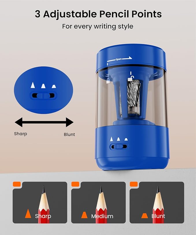 Electric Pencil Sharpener for Classroom, Fully Automatic, Dark Blue