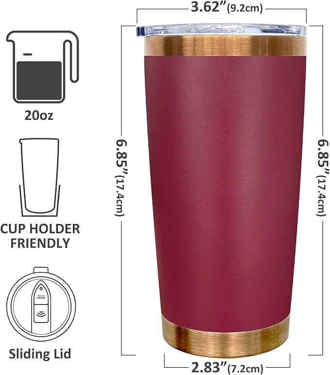 20 oz Tumbler Bulk 4 Pack Stainless Steel Tumblers with Lids and Straws, Double Wall Vacuum Insulated Travel Coffee Mug for Laser Engrave, Powder Coated Cups for Hot and Cold Drinks (Red,4 pack)
