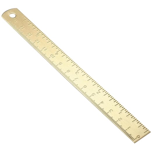 Brass Ruler, Metal Drawing Ruler Gold Straight Unisex Learning Measuring Bookmark Stationery for School Office Math Geometry Drafting Tools and Kits